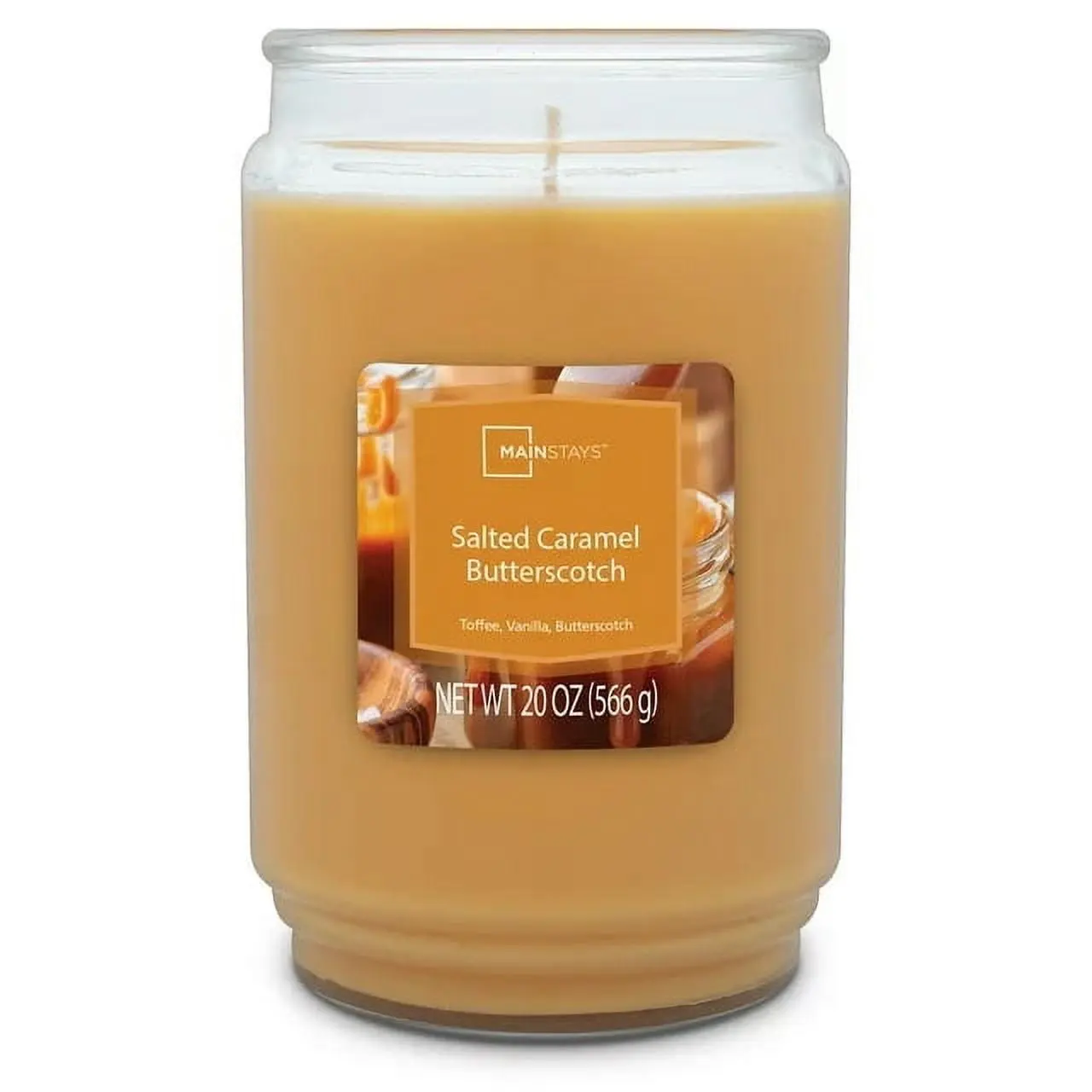 Mainstays Salted Caramel Butterscotch Scented Single-Wick Large Glass Jar Candle, 20oz