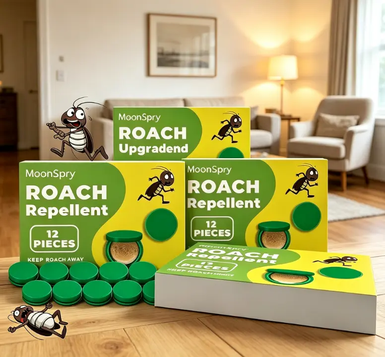 MoonSpry Roach Repellent Pods - 12-Piece Natural Insect-Control, Long-Lasting Home Pest Barrier, Safe Non-Toxic for Kitchen/Bath & Cabinet