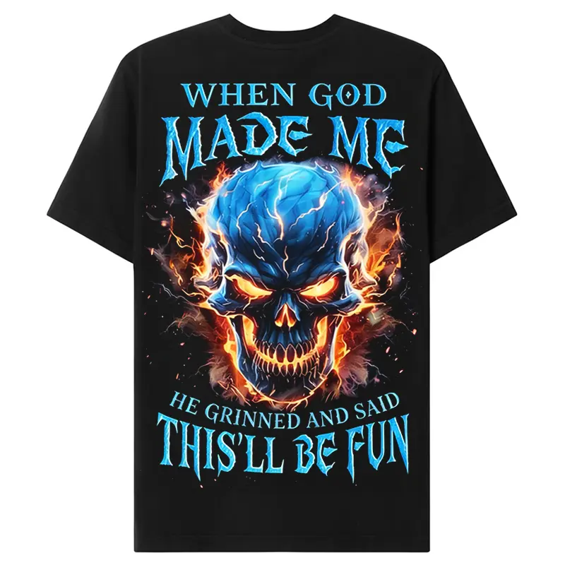 Savagemoda Generation X When God Made Me Custom Year Skull T-Shirt Men's Vintage Graphic Tee Breathable Cotton Crewneck