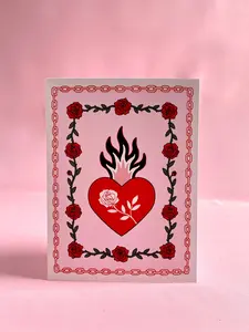 Steph Marie Art Love on Fire Greeting Card Eco Friendly Handcrafted 5x6 75 Folded Card With Kraft Envelope And Mini Art Print Inside