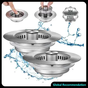 American standard for kitchen sink specific filters-Upgraded 3 in 1 Kitchen Sink Drain Strainer - Stainless Steel Sink Stopper, Anti-Clogging Sink Food Catcher Basket,for US Standard 3 1/2 inch Drain