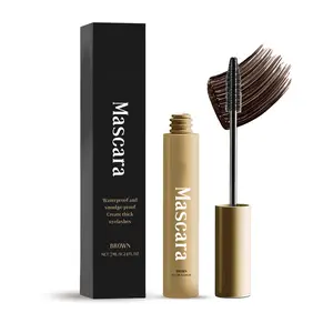 1PC Natural Brown Mascara Lengthening Curl Mascara waterproof  mascara Smudge Proof Long Wear Beauty Makeup for Daily Work Party cellmetics beauty Holiday Gift Colorful Fiber Mascara