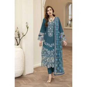 3pc Summer Embroidered Cotton Jacquard Designer Suit Reet by Mona RBY5