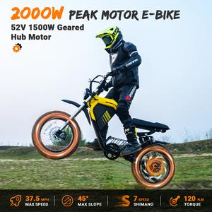 Luckeep M5 Max 52V 2000W Peak Power Electric Bike forAdults,37 MPH 80 Miles, 20AH Removable Battery, 7 Speed 20"*4" All Terrain Fat Tire UL2849