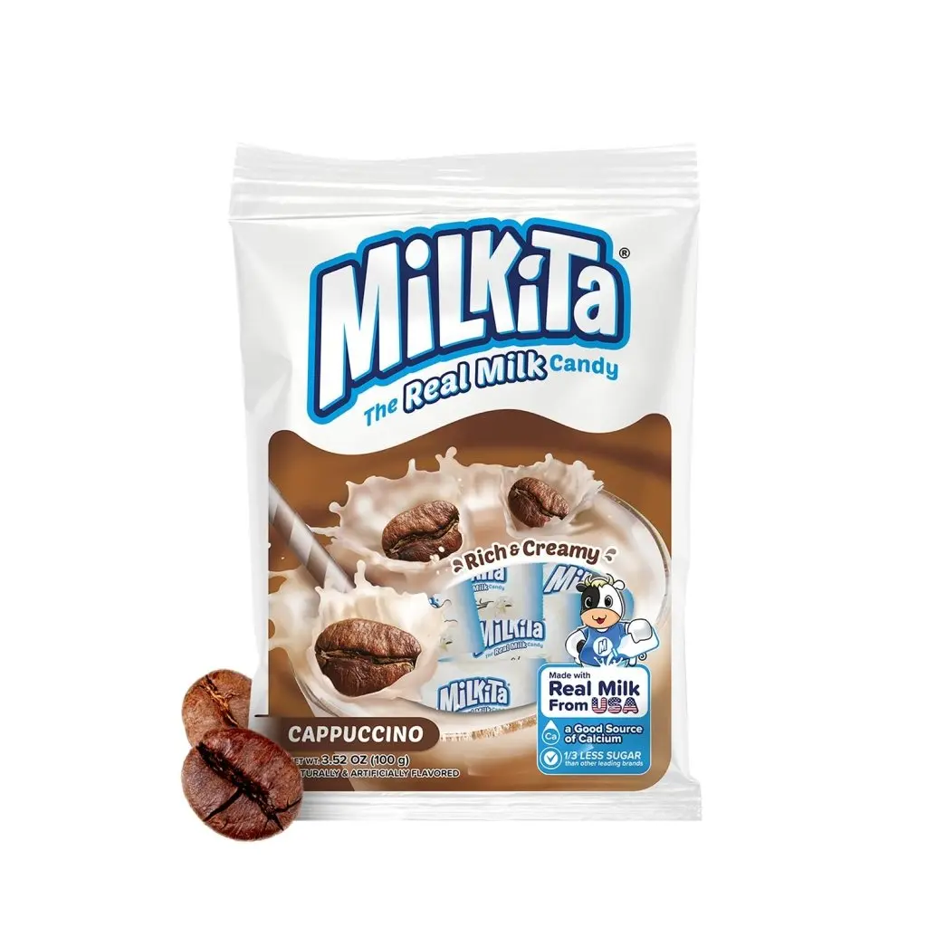 Milkita Condensed Milk Flavor Candies - Cappuccino with Mild Coffee Notes, Sweet Creamy Candy Dessert for All Ages, 100g, Dairy