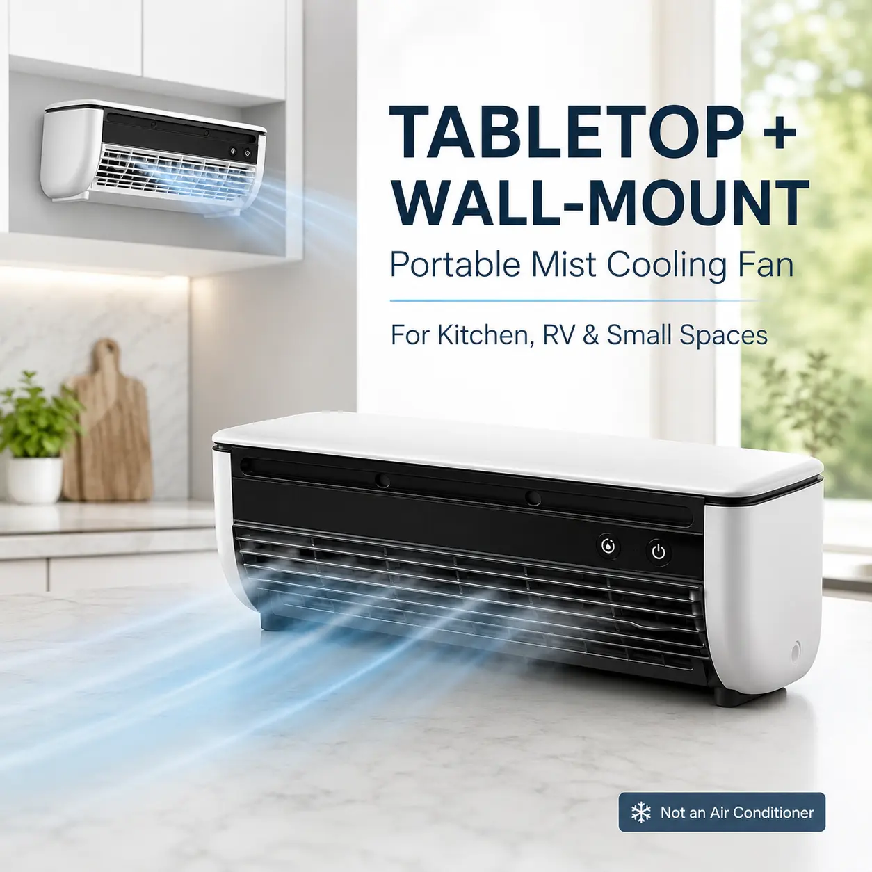Portable Ice Mist Cooling Fan (Not Air Conditioner), 6000mAh Rechargeable Cordless Personal Air Cooler with Remote, Strong Airflow Misting Fan for Bedroom RV Camping