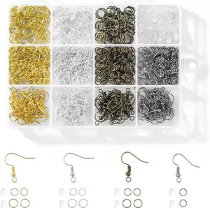 4 Colors Earring Hooks, 890 Pcs Earring Making Supplies Kit with Hypoallergenic Ear Wires Hooks, Open Jump Rings and Earring Backs for Jewelry Making Findings