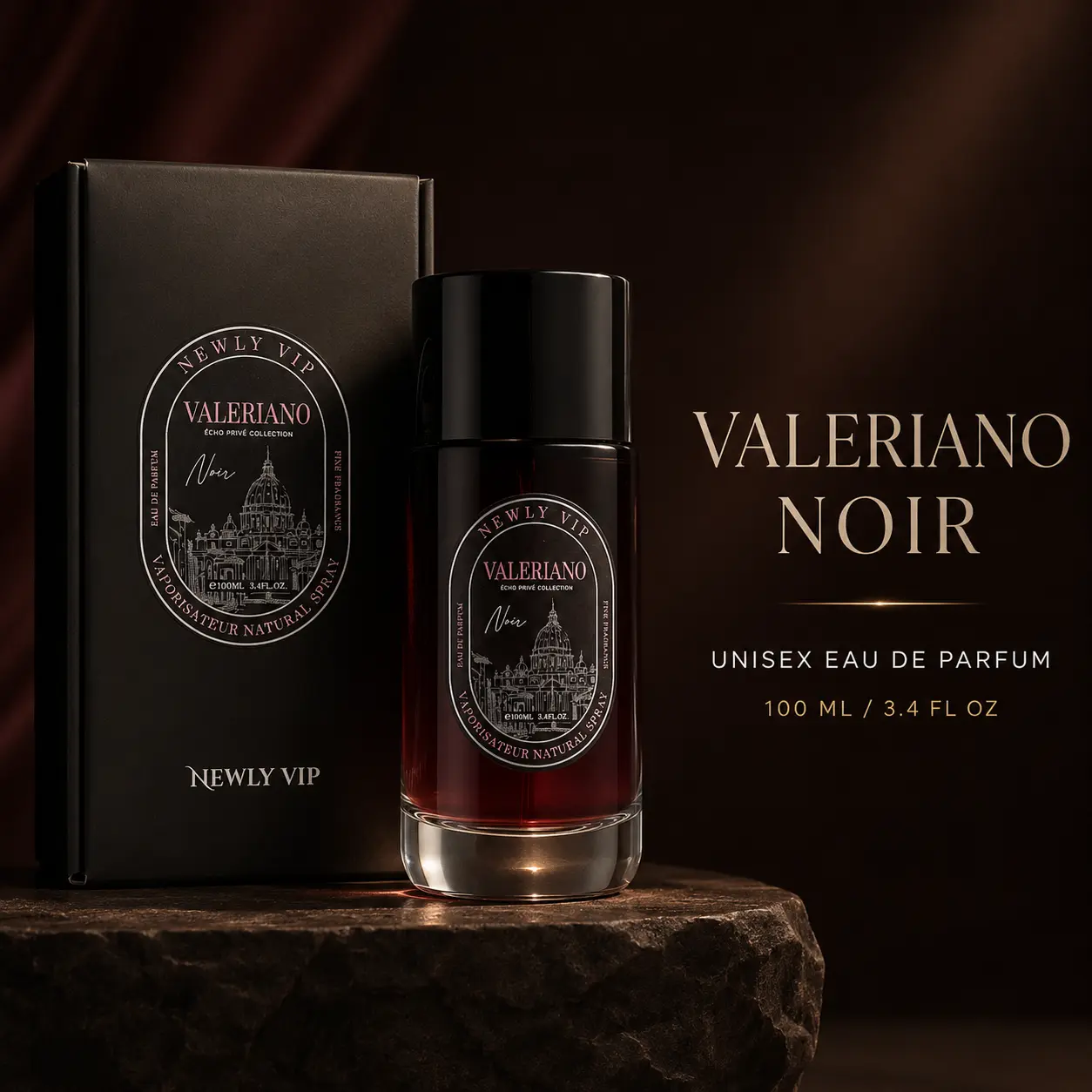 Unisex Valeriano Noir Eau de Parfum (100ml) - New Warm Coffee & Vanilla Scent with Bergamot, Jasmine, Musk - Date Night Fragrance