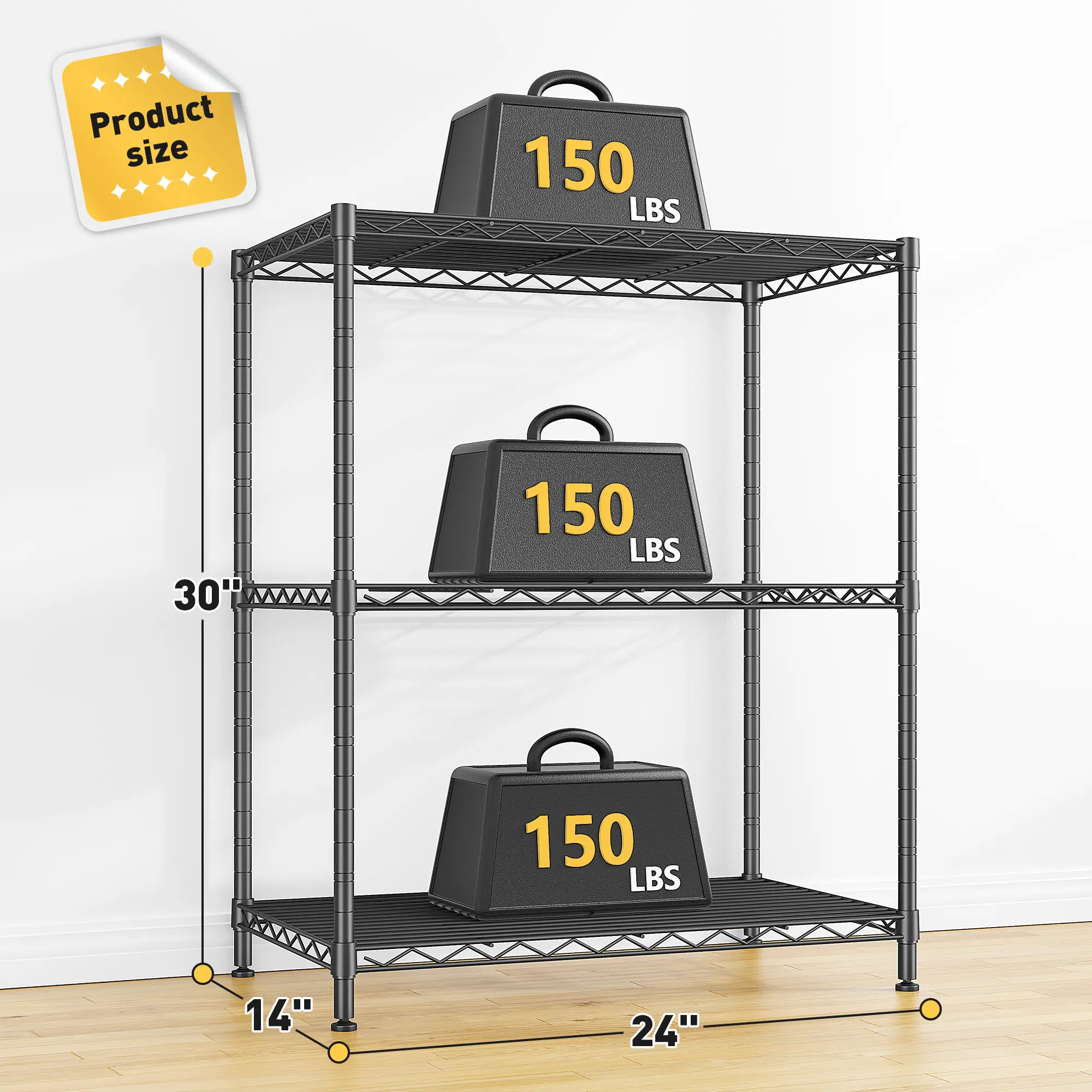 【Kitchen Corner-Shelves】Raybee 3-Tier Heavy Duty Metal Wire Adjustable Storage Shelves & Bookshelves,Shower shelves For Bathroom towels,Kitchen Storage Shelves,Space-saving shelves,Office Storage Shelving,Good News for Renters23.6''L×13.8''W×30''H