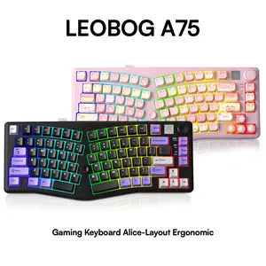 A75 Alice,Bluetooth/2.4G/USB-C Ergonomic Cute Creamy Keyboard with RGB Backlit and Knob, 75% Layout Hot-Swap Gasket Custom Keyboard for Win Mac PC Gamer