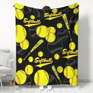 Baseball-themed Flannel Blanket Warm Decorative Throw Ideal Gift for Sports Enthusiasts Lightweight Blanket with Cartoon Pattern Perfect for Sofas &  Easy to Maintain home comfort Personalized Coquette lola Photo Funny Face birthday celebration