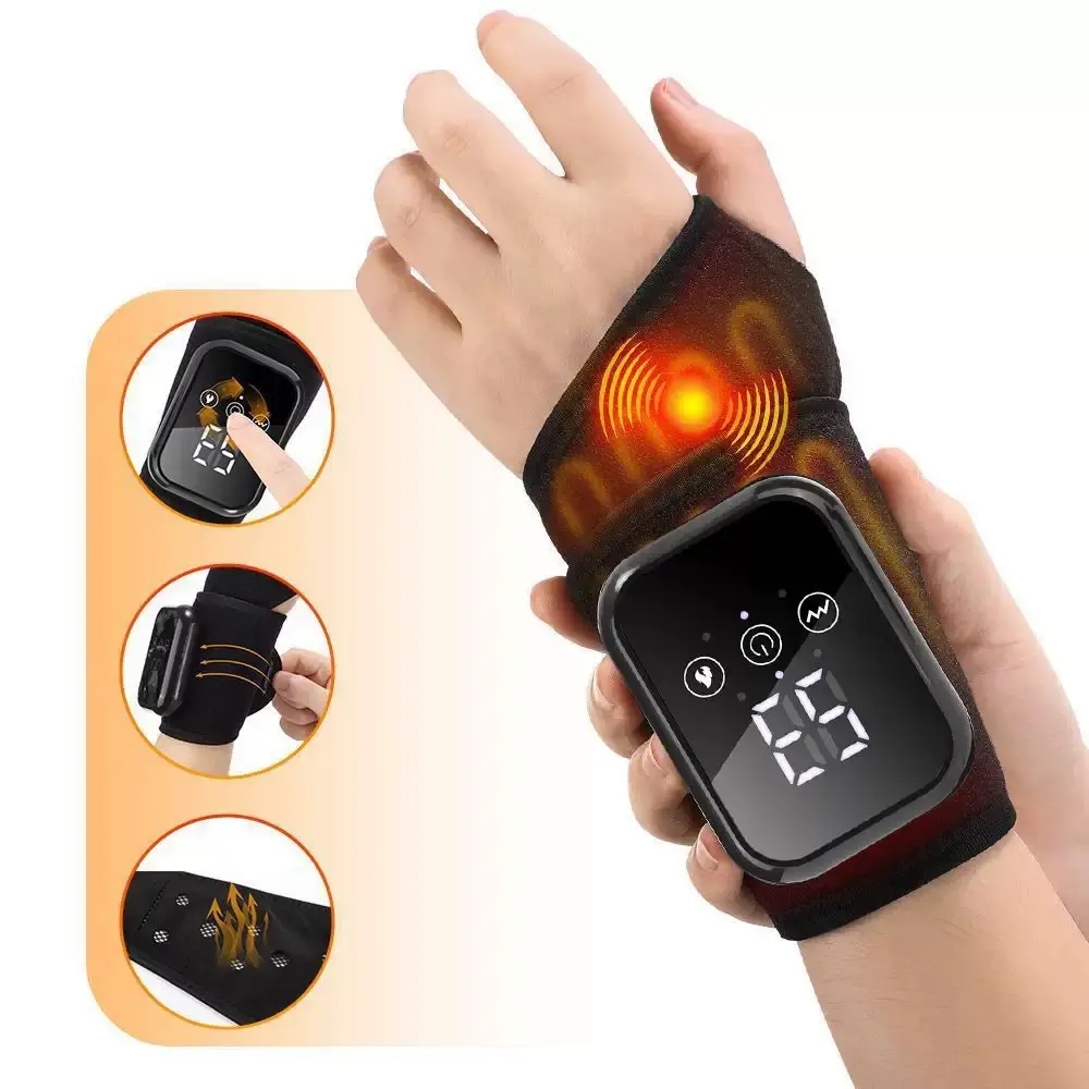 【Father's Day Gift】Rechargeable Cordless Battery-Powered 7.5W Portable Hand & Wrist Massager with EMS Pulse Therapy, Microcurrent, 2000mAh Battery, Wrist Guard for Carpal Tunnel Relief, Includes 1 Black Type-C Charging Cable, 1 Instruction Manual