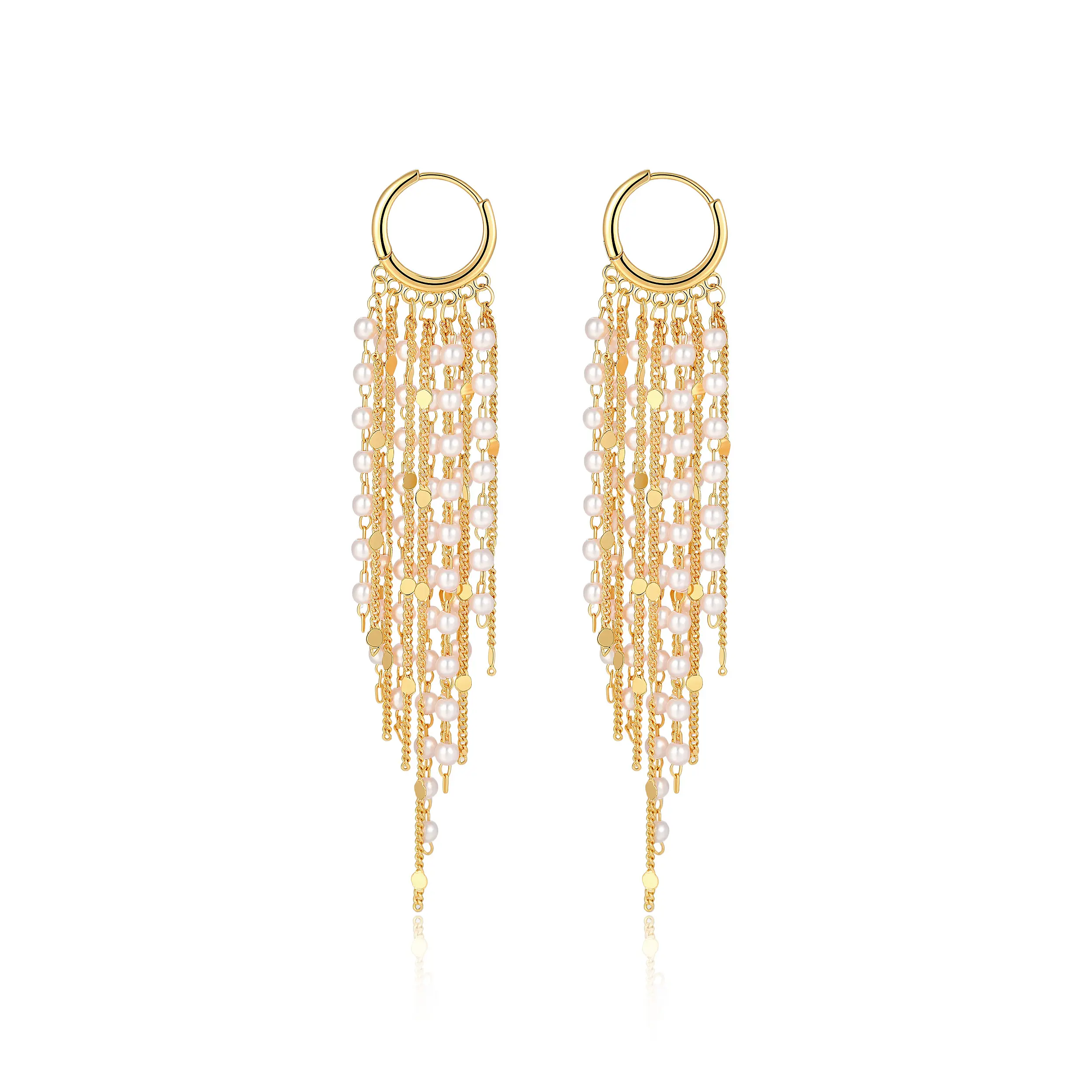 14K Gold Plated Long Tassel Earrings for Women,Chain Tassel Threader Earrings Trend Dangling,Trendy Hypoallergenic Bride Party Prom Jewelry and Women Gifts For Mother's Day gifts summerwins ear square cut flower earring silver finish labor day jewelry