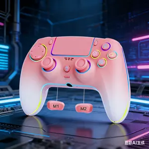 Aston Digital Pink Gradient Controller for PS5 Pro PS-5 PC Mac Steam Deck with Hall Effect Joystick Trigger Back Paddles Cool RGB TURBO Headphone Jack Built-in SerS Support P-S5 Console Audio