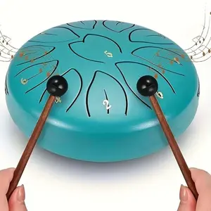 11-Note Steel Tongue Drum, 6 Inch Meditation Rain Chime, Outdoor Garden Percussion Instrument with Bag, Music Book & Drumsticks Included