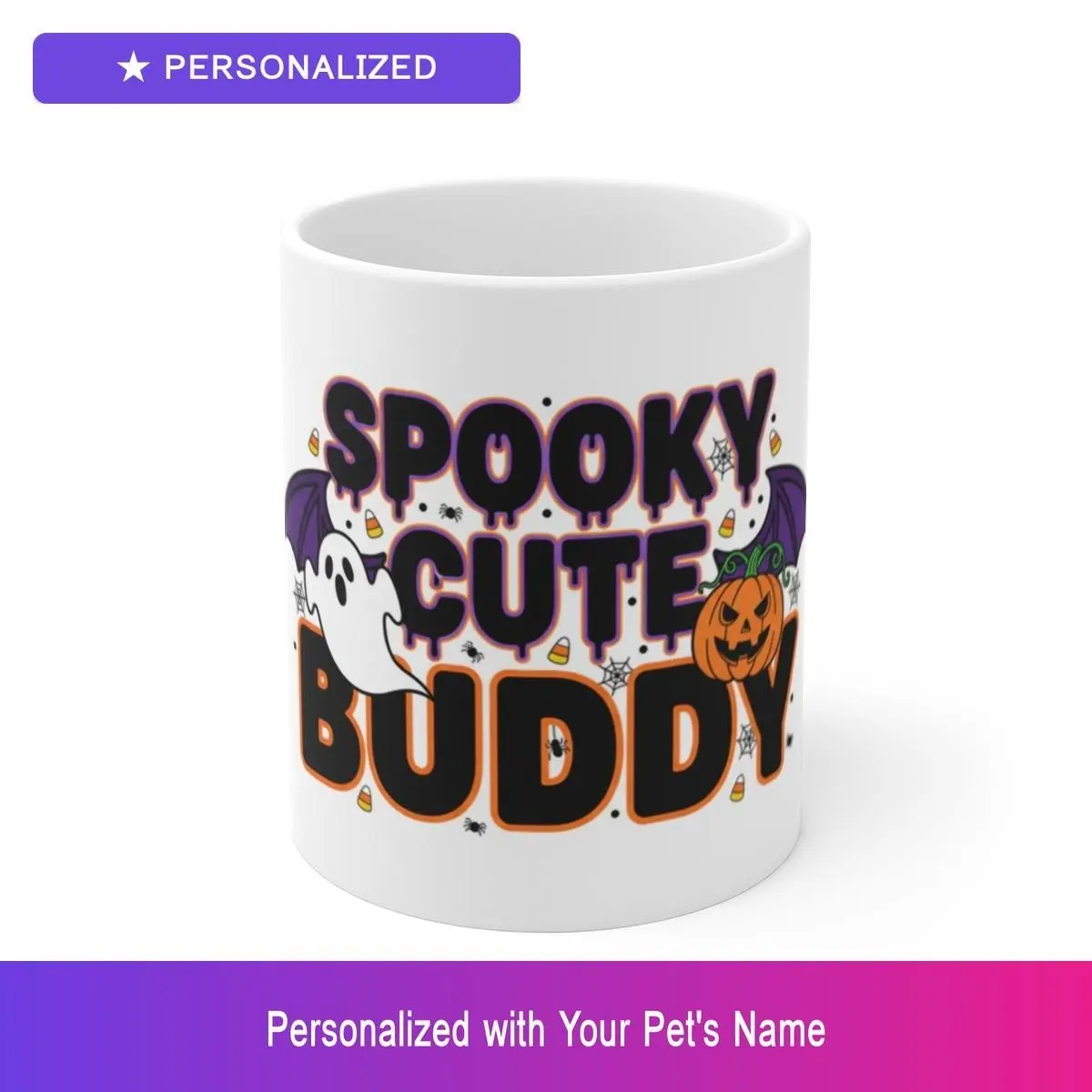 Custom Pet Halloween Spooky Mug Personalized Name Coffee Cup Pet Lover Gift