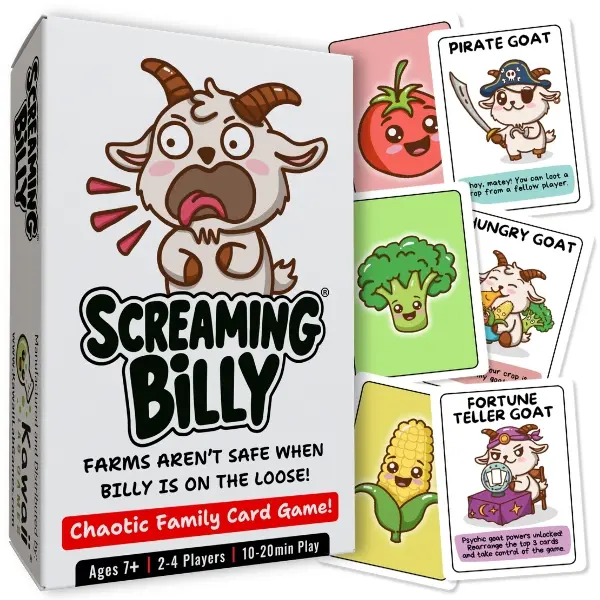 Kawaii Lab Games Screaming Billy Family Card Game for Kids and Adults, Quick Game Night Fun, 2-4 Players, Ages 7+, 10-20 Min