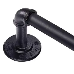 Inovaday Curtain Rods for Windows 1 Inch Industrial Curtain Rod, Wrap Around Black Indoor/Outdoor Curtain Rod, Room Divider Adjustable Curtain Rod for Bedroom Living Room Bathroom Black Outdoorfun