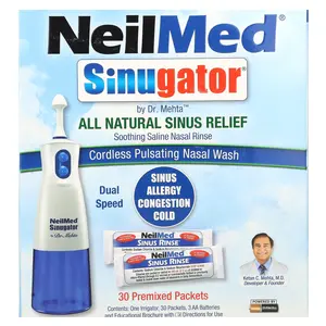 NeilMed Sinugator®, Cordless Pulsating Nasal Wash, 3 Piece Set
