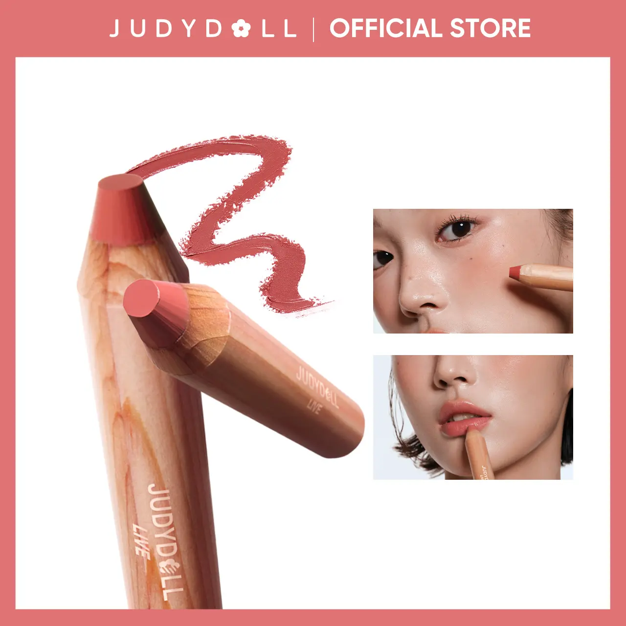 JUDYDOLL Lip & Cheek Crayon - All-Skin-Types Multi-Use Makeup Pen (Single Item) with Precision Tip, Easy Blend, Buildable Color, Sculpted Look, Travel-Friendly Gloss for Glow Up (Lipstick, Blush, Eyeshadow Combined)