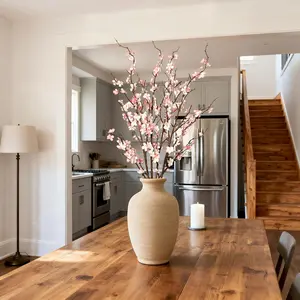 4Pcs Cherry Blossom Branches Artificial  for Spring Summer Indoor ,Faux Long Stem Artificial  for Wedding Home Office Bedroom Party Table Centerpieces Decor (Pink)