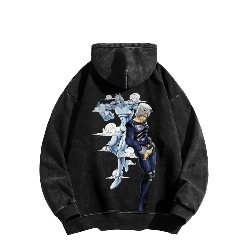 "Weather report" and its Stand "weather report" from *JoJo's Bizarre Adventure*. Made in the USA | Premium 100% Cotton Streetwear Hoodie | Relaxed Fit