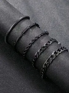 Men's Stainless Steel Wrist Bracelets Set, Stackable Bracelets, Punk Gothic Snake Chain Design, Perfect Gift for Daily Wear & Special Occasions