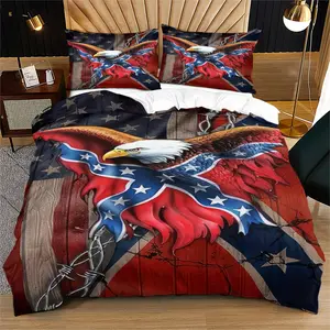 The Bald Eagle American Flag Print Soft and Durable Bedding Duvet Set Includes 1 Duvet Cover and 1 or 2 Pillowcases, Without A Core or Pillowcase, Suitable for Valentine's Day and Anniversaries Gifts To Loved Ones, Bedroom Bed Decoration