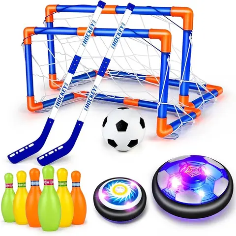 Hover Soccer Ball Set, Rechargeable Indoor Air Floating Soccer Ball with LED Light and Foam Bumper