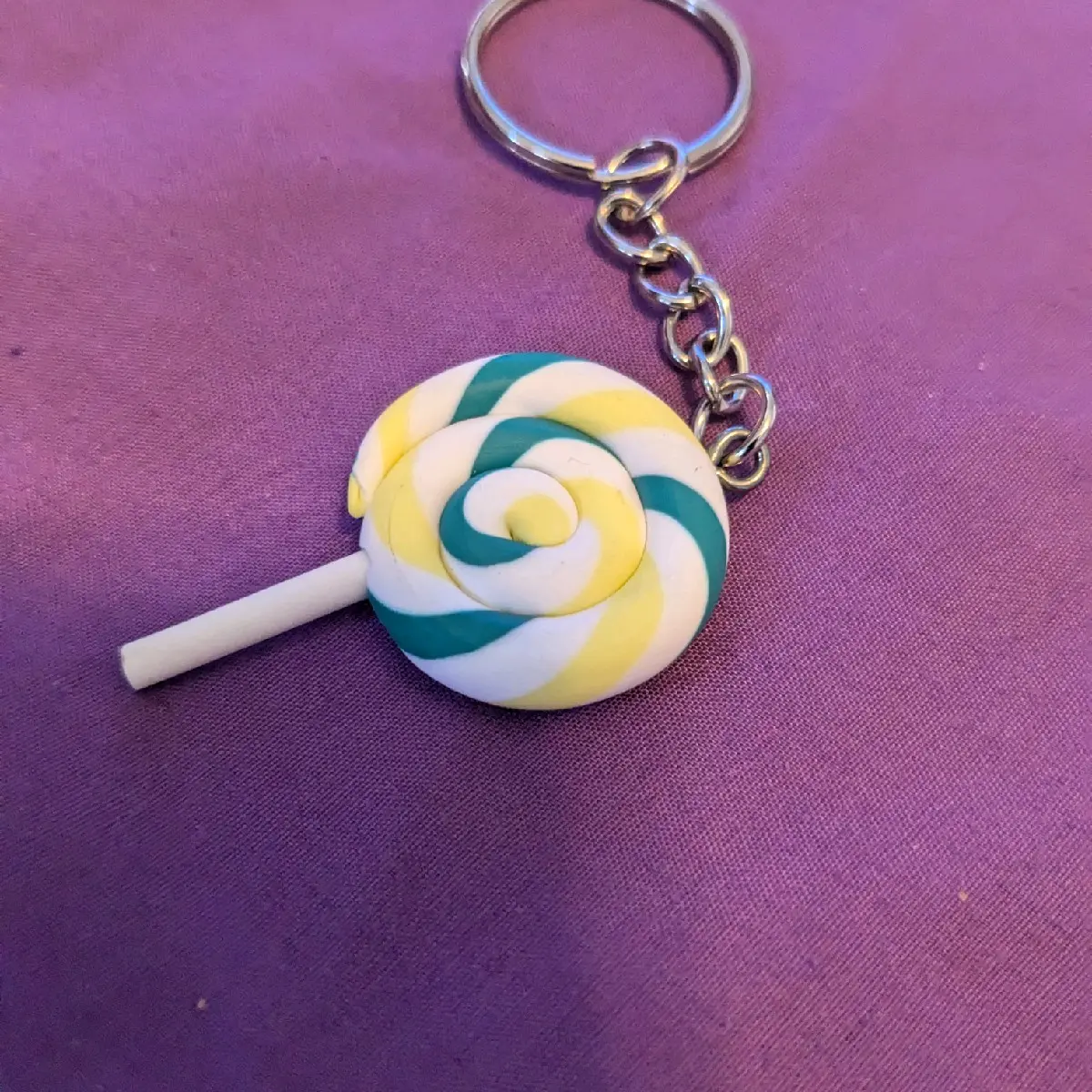 Yellow & Blue lollypop candy keychain