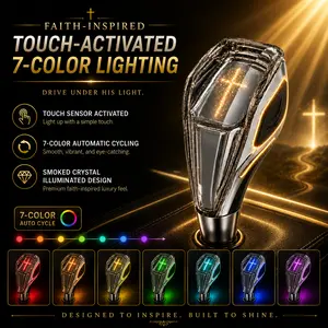 LED Crystal Gear Shift Lever 7-Color RGB Automatic Transmission Shift Knob Twist-On Installation Rechargeab Car Interior Atmosphere Lamp Shifter Modern Crystal Gear Handle for Car Modification #Summervibes #fathersdaygift