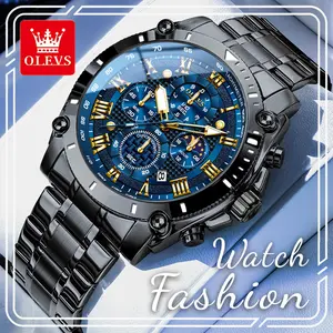 New OLEVS 3689 Men's Watch, Multi-Functional Quartz Chronograph, 47mm Dial with Roman Numerals, Luminous, Water Resistant, Perfect for Daily & Sports Wear	