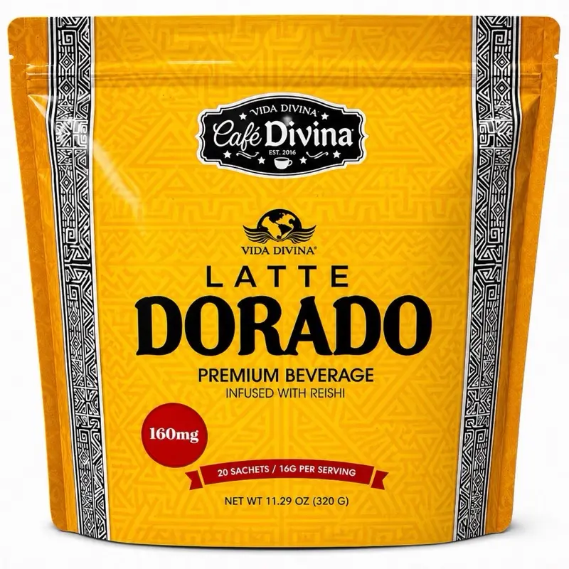 Vida Divina Latte Dorado Functional Beverage with Reishi, Turmeric - 20 Sachets (320g)