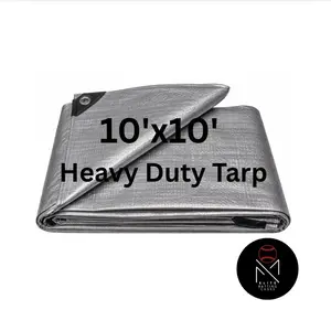 10x10 Heavy Duty Tarp Ideal for Canopy Tent Replacement Covering Wood Boats Belongings etc Durable Waterproof