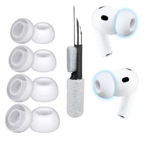4 Pairs Eartips for AirPods Pro 3 (3rd Generation), Upgraded Pro3 Replacement Silicone Earbud Ear Tips with Cleaning Kit (Assorted XS,S,M,L, White)