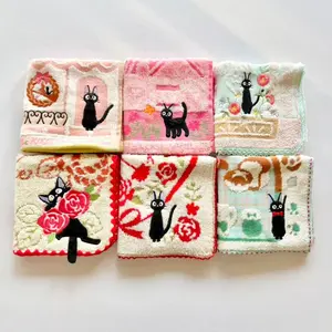 6PCS Pack 10"x10" Cotton Luxury Cat Kitty Towels for Kitchen Bathroom Home Decor Girl Room Accessories Gift for Her