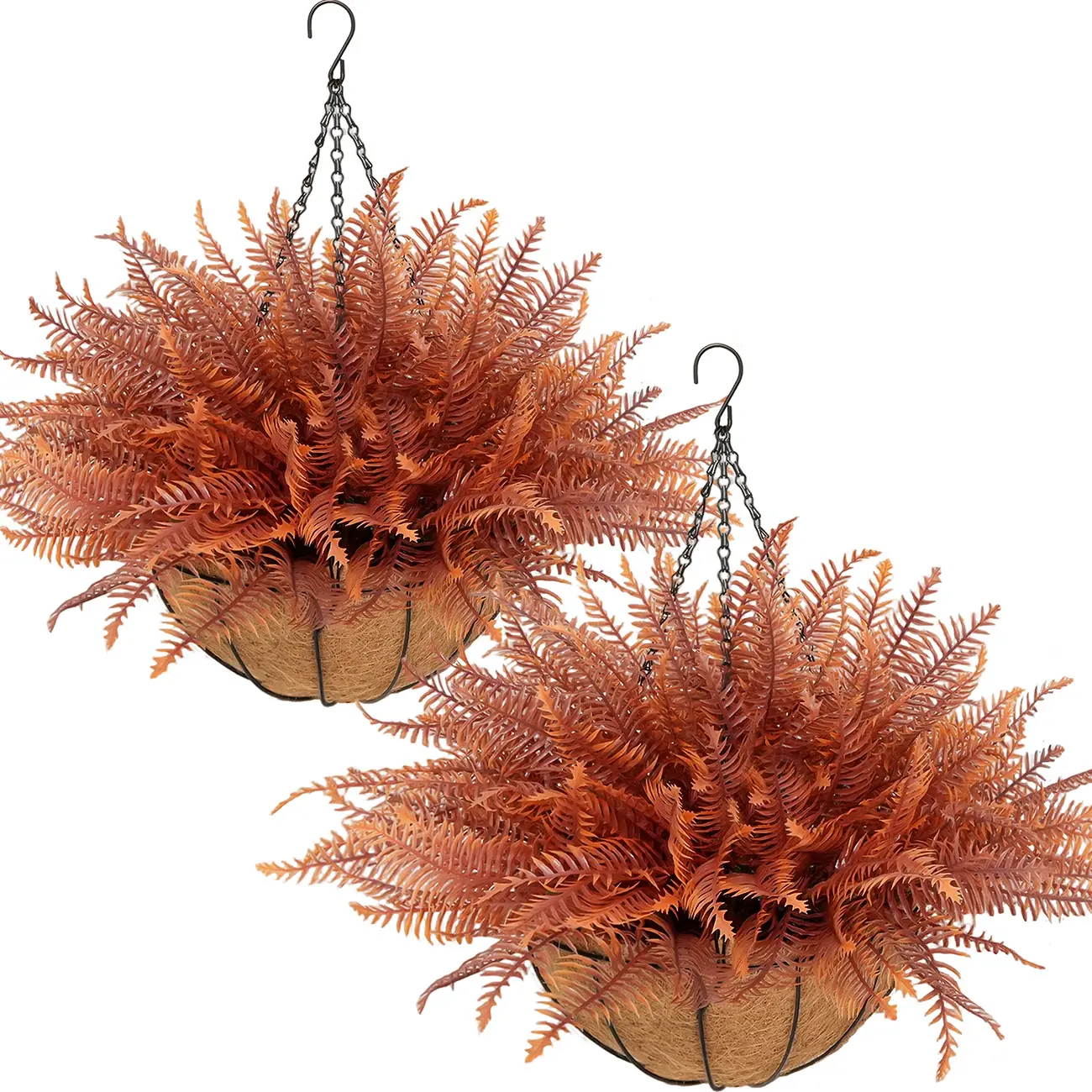 2Pcs Fall Fern Hanging Baskets