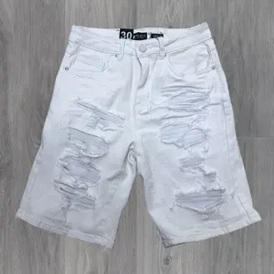 W - Distress Denim Shorts - White - M7592T