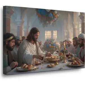 Last Supper Wall Decor Jesus Painting Wall Art Christian Canvas Wall Art Son of God Jesus Dinner Mural Religious Canvas Poster Wall for Home Living Room Wall Decor Abstract Exquisite Art Mural
