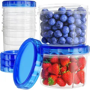 Freezer Storage Containers, [6 Pack-16 Oz] Airtight Plastic Food Storage Containers with Twist Top Lids, Soup, Meal Prep Containers | BPA Free | Stackable | Leakproof | Microwave/Dishwasher Safe hometall