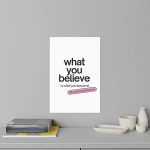 Motivational Wall Decal for Dorm or Apartment • “What You Believe Is What You Become” Removable Affirmation Quote Sticker • Renter Friendly Room Deco