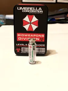 Resident Evil Anti-Virus Vial - 1.5in Mini Replica - Metal Storage Tin Included