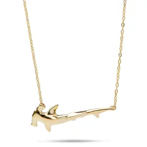 16-18" Adjustable Hammerhead Shark Necklace in Gold