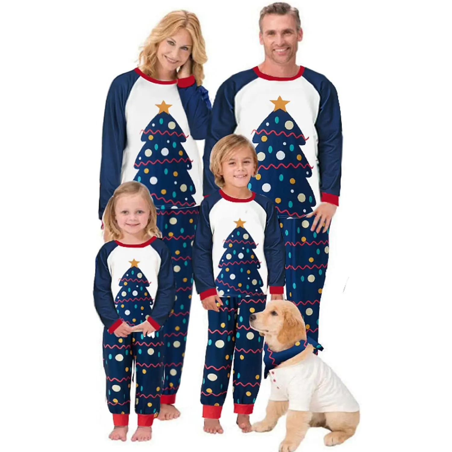 FOCUSNORM Family Christmas Pajamas Matching Sets Christmas Tree Long Sleeve Loungewear For Family Holiday Pjs Xmas Jammies