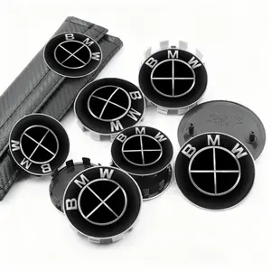 7Pcs Car Front Hood Emblem And Rear Trunk Badge And Wheel Hub Caps And Steering Wheel Sticker BMW All Black Logo For BMW M M2 M3 E39 E46 E60 E90 E36 E53 E91 E92 E84 E83 E87 E70 G11 G01 G20 G30 X1 X3 X5 X6 Modification Auto Accessories