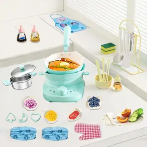 Toddlers Cooking Play Set - Safe Mini Induction Kitchen 38 Pcs for 8-12 Boys Girls