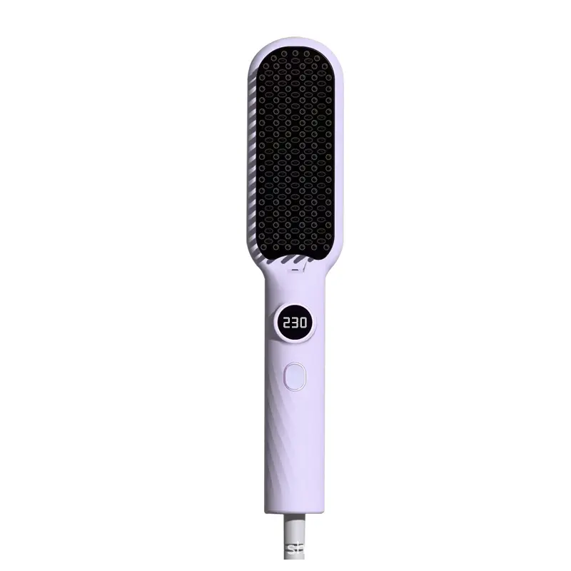 Multifunctional Hair Straightener Brush with Negative Ion Technology for Frizz-Free, Smooth Hair - Anti-Scald Ceramic Comb with 5 Temp Settings