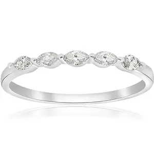 1/2ct Marquise Diamond Five Stone Wedding Ring 14K White Gold