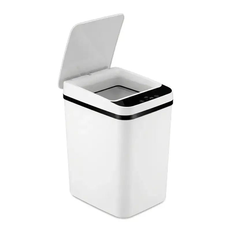 1/2pcs White Plastic Smart Sensor Touchless Bathroom Trash Can - Bathroom Accessory with 3 Sensing Modes (Hand Wave, Knee), Odor Seal Technology, Narrow Profile, Compact Modern Design, Eco-Friendly, Durable, Requires 2 AA Batteries (Not Included)