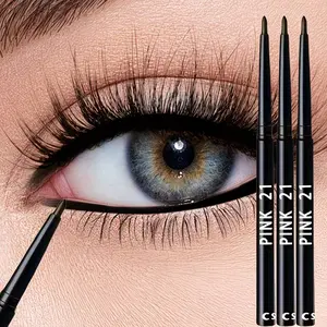 3-Pack Waterproof and Sweatproof Black Eyeliner Pencil - Long-lasting black eyeliner - Waterproof, sweatproof, smudge-proof, easy to twist and apply, creates perfect eye makeup,